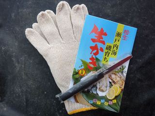 殻剥き用・ナイフ・手袋セット（説明書付き）